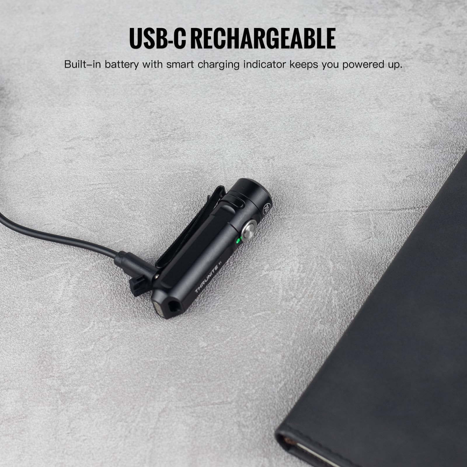 ThruNite Ti Keychain Flashlight, Customized Edition with 704 Black Cool White