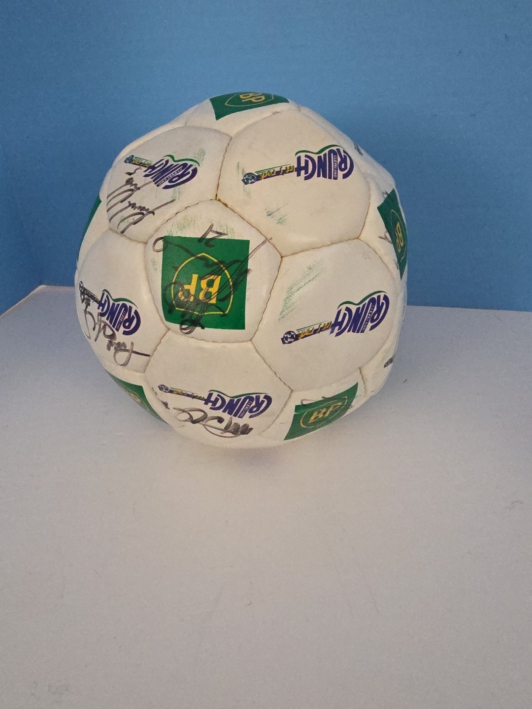 Vintage BP Cleveland Crunch Soccer Ball Signed