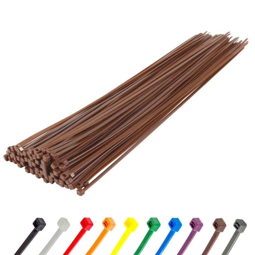 14 Inch Brown Heavy Duty Zip Ties 100 PCS 120lb UV Resistant Nylon Tie Wraps