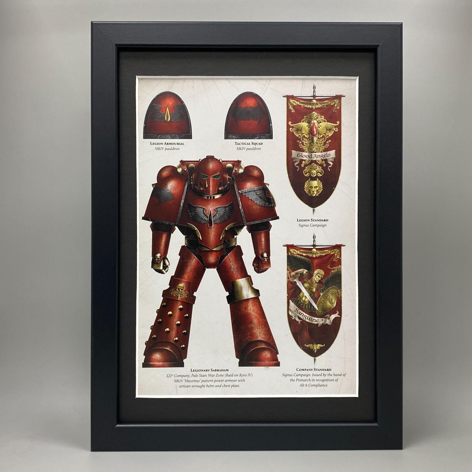 BLOOD ANGELS FRAMED ART LEGION COLOURS SPACE MARINES HORUS HERESY WARHAMMER 40K