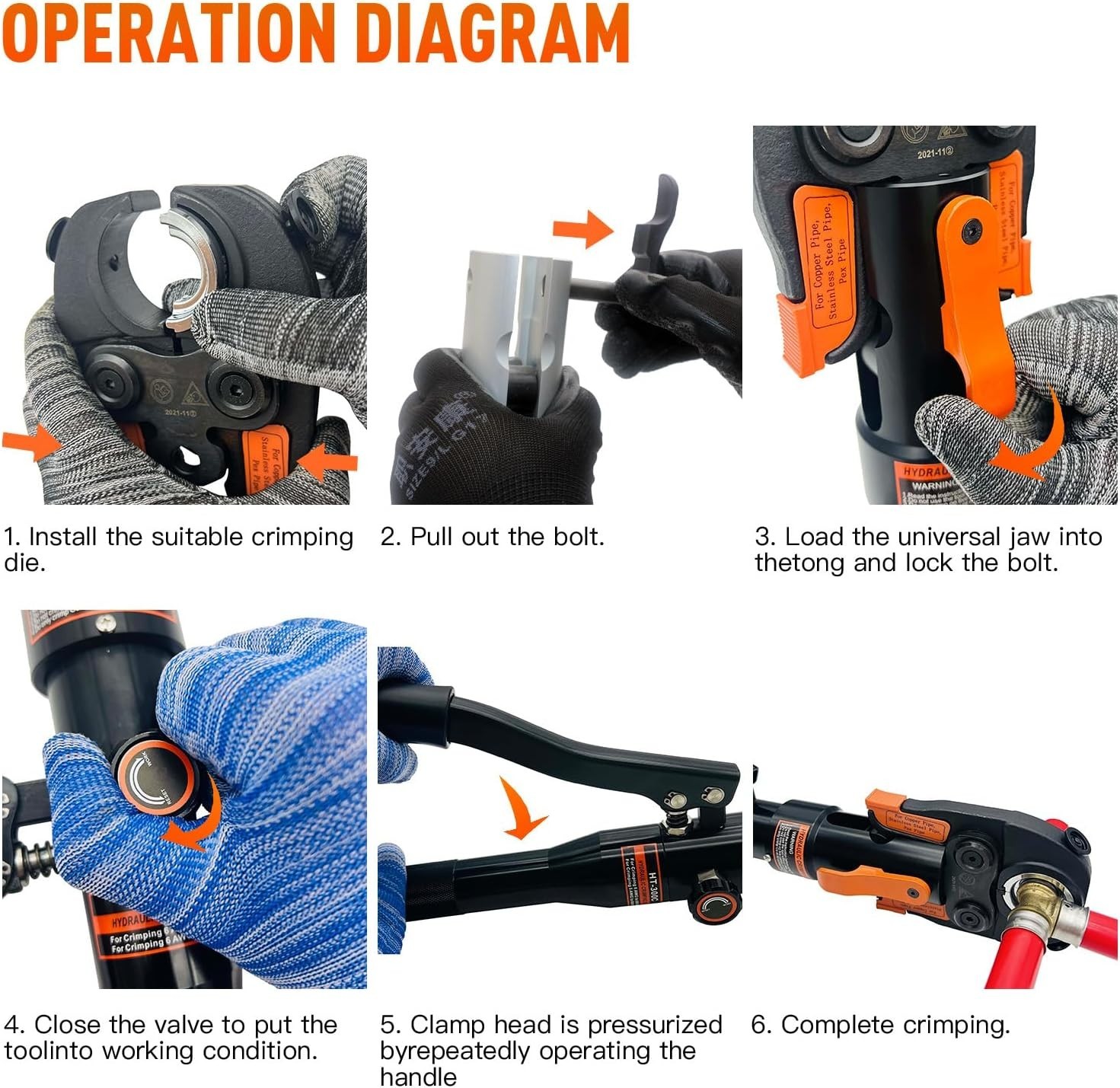 Ergonomic Pex Crimping Tool with Automatic Locking & Case - Leak-Free Solutions