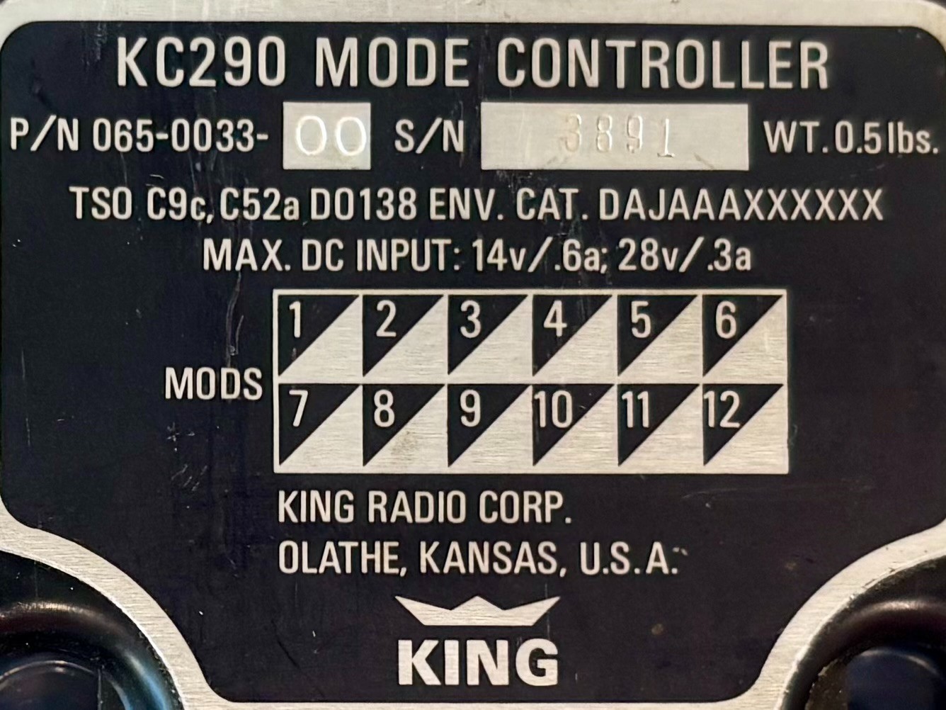 Mode Controller KC290 065-0033-00 Removed Working