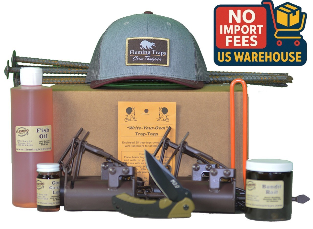 Dog Proof Raccoon Trapping Kit Brown Standard w/ FREE Knife & Hat