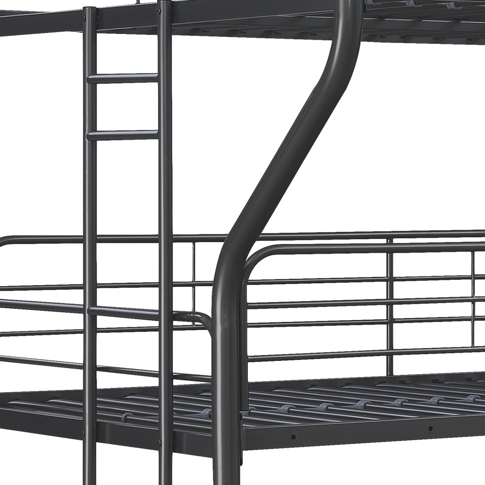 Triple Bunk Bed FULL over FULL over FULL | 3 Full Size Beds | Black Metal Frame