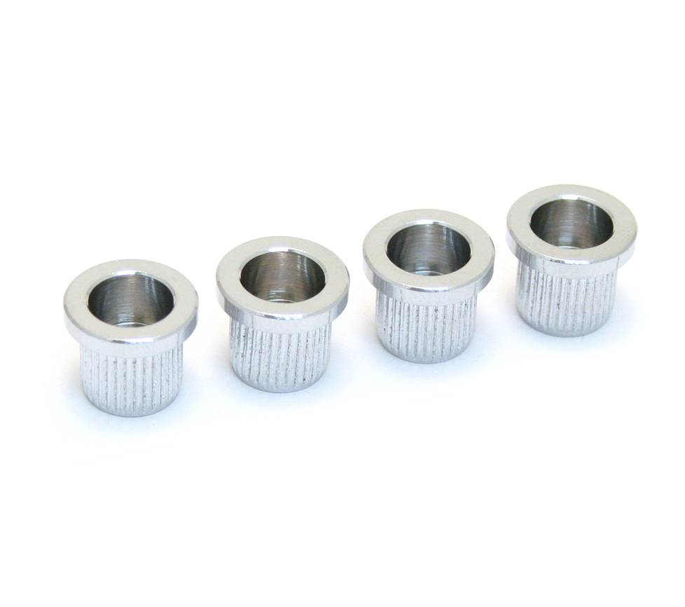 (4) Gotoh Chrome 3/8" Bass String Anchor Body Ferrules AP-0287-010