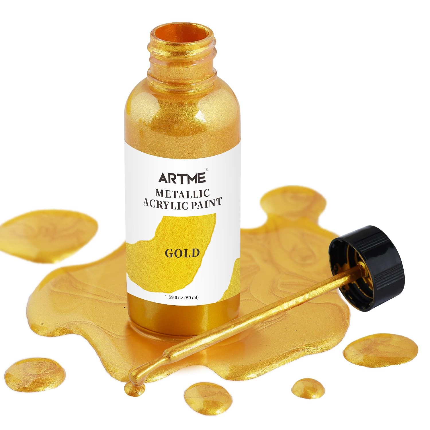 ARTME Liquid Gold Leaf Paint, 1.69 oz/50 ml Fl Oz (Pack of 1),
