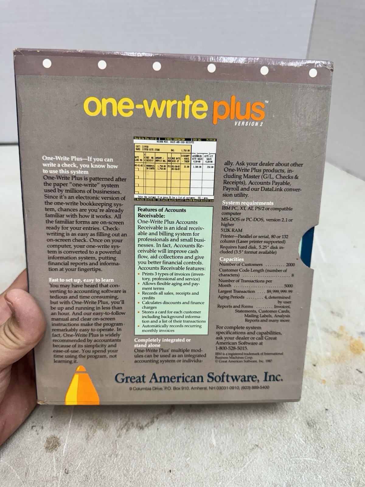 one write plus version 2 accounts receivable accounting software 1987