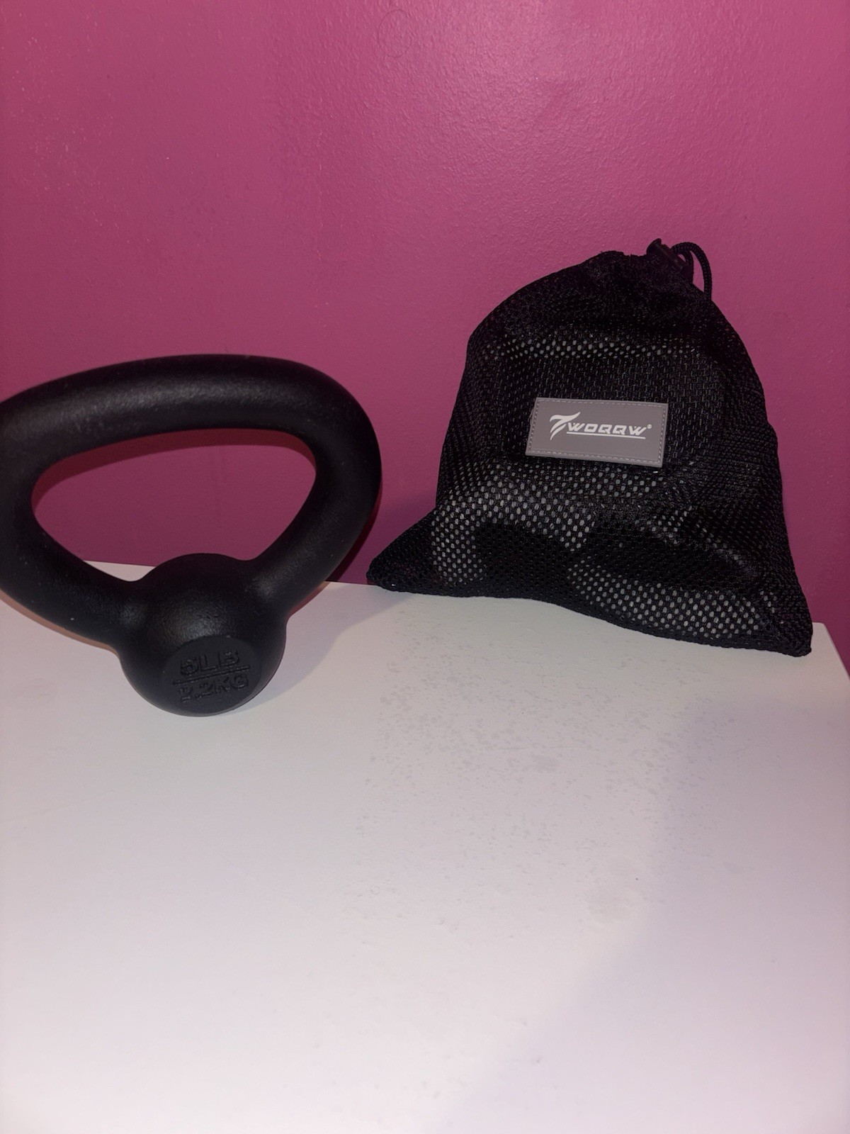 WOQQW 5 lb Cast Iron Kettlebell Set Ergonomic Handle w/ Bands & Straps