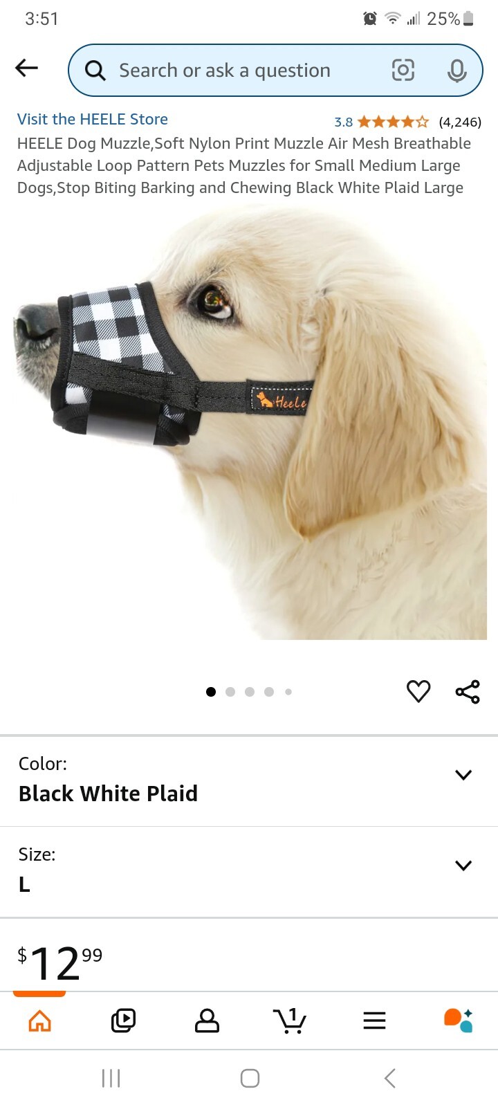 HEELE Dog Muzzle,Soft Nylon Print Muzzle Air Mesh Breathable Adjustable