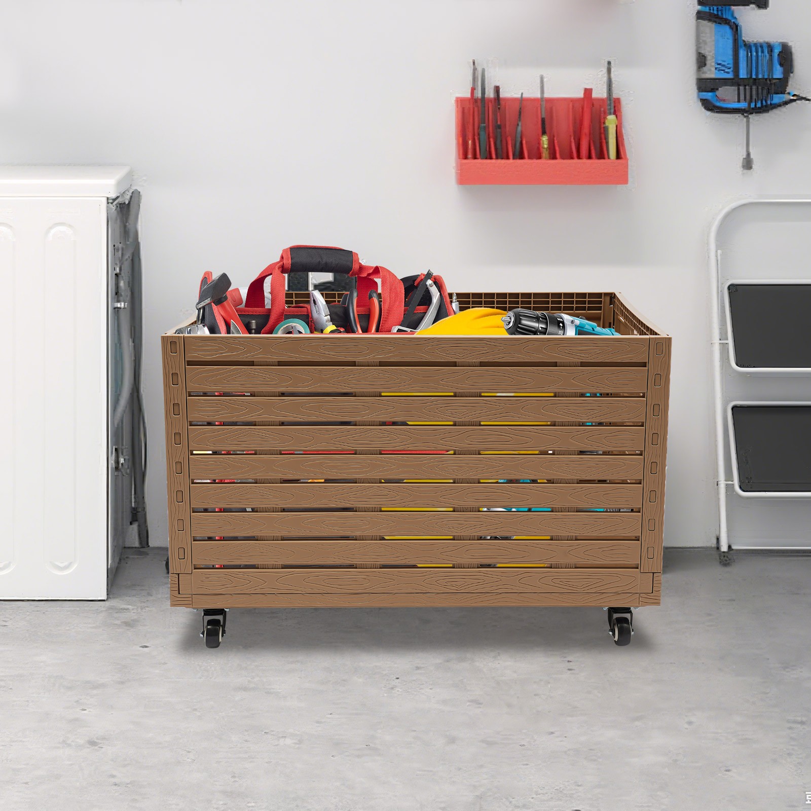 Foldable Rolling Crate With Wheels Storage Bin Moving Dolly Cart For Shopping