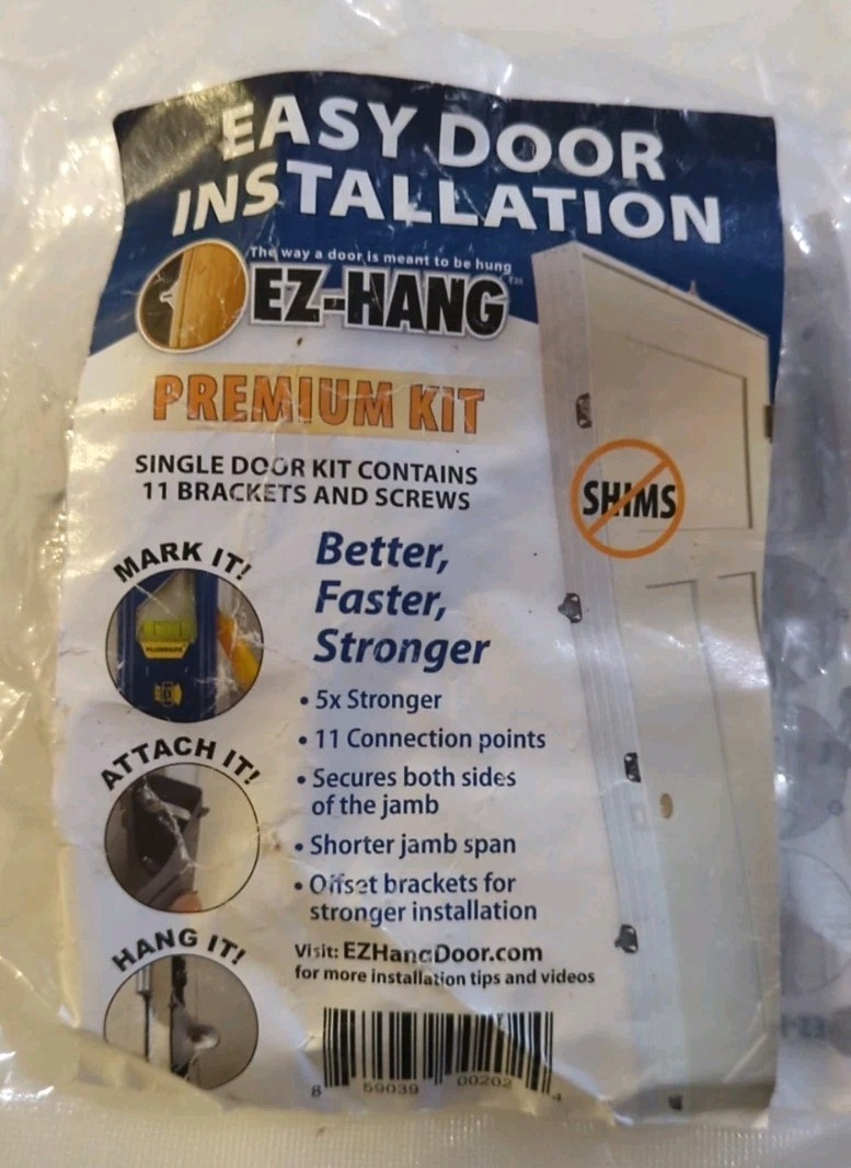 11 Pc EZ-HANG Door Installation Kit Quick Easy Hanging Bracket System USA Made