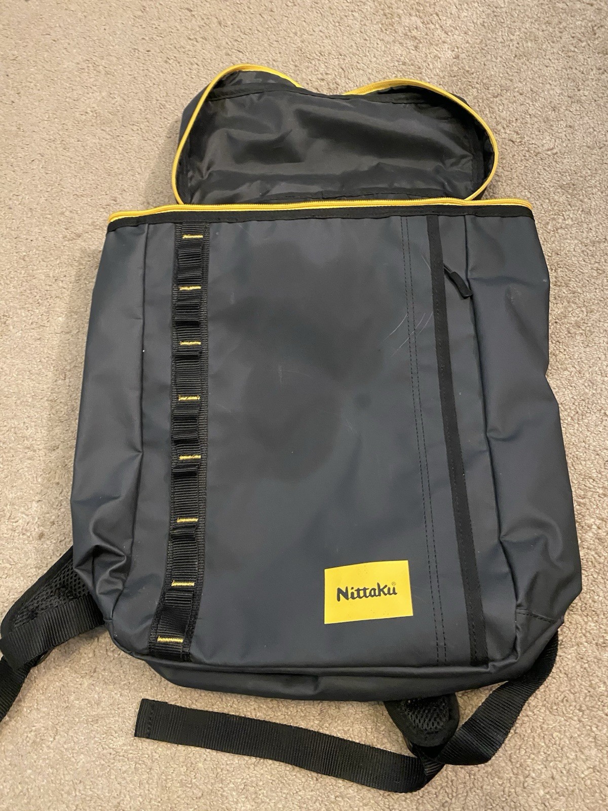 RARE Nittaku Gray/Yellow Honeycomb Daypack-Backpack w/ Padded Straps
