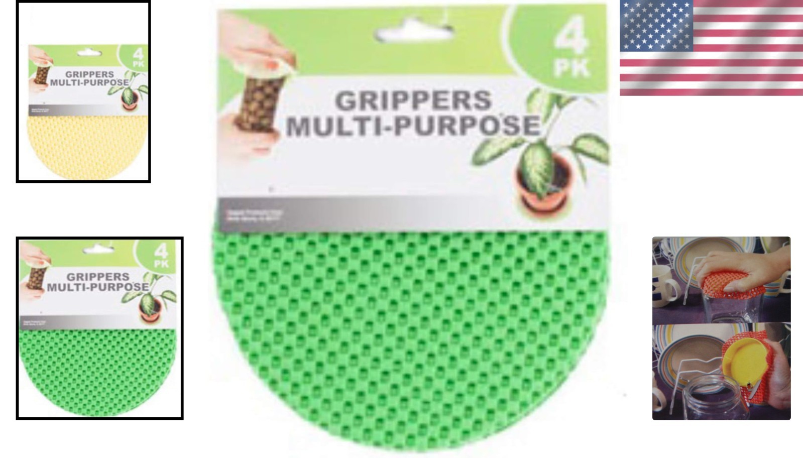 4-Piece Assorted Color Multi-Purpose Jar Gripper Pad Set - 5.5 Inches Round