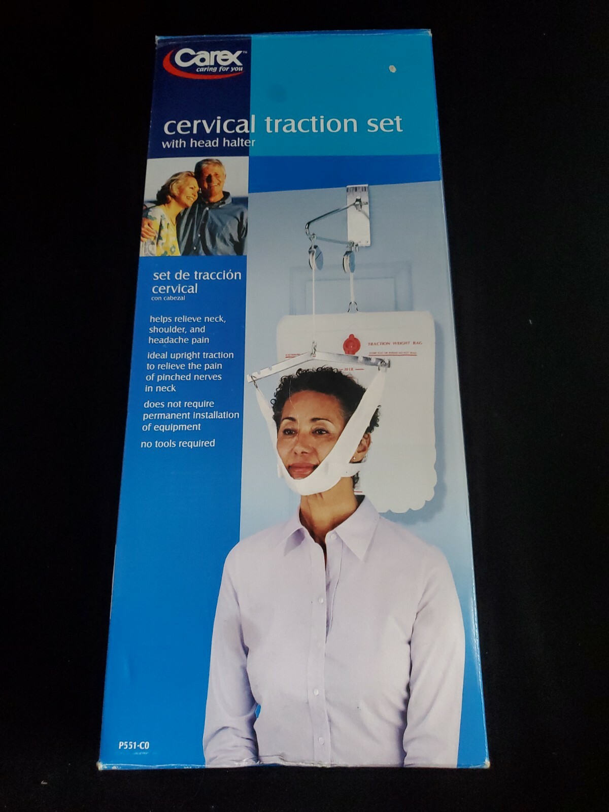 Carex Over Door Cervical Traction Set and Head Halter New