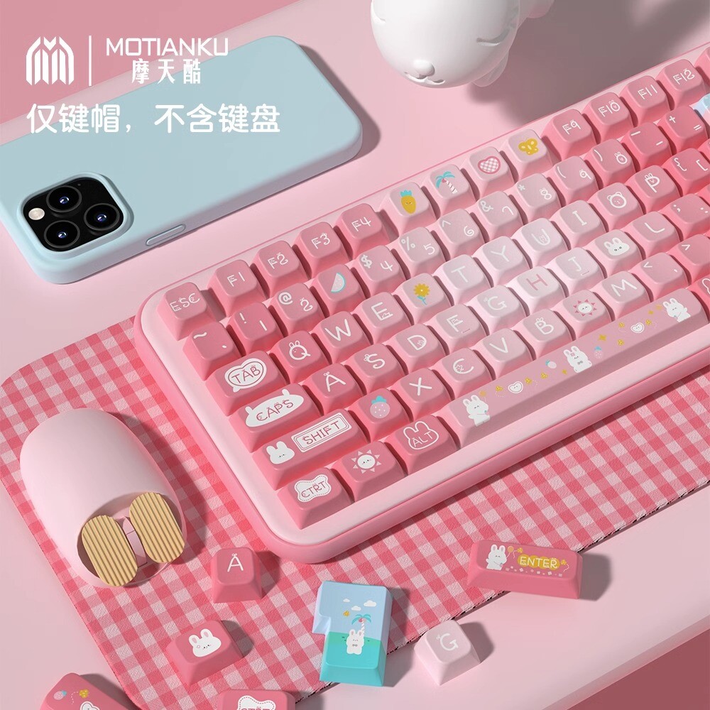 Summer Bunny Theme Keycap 138/158 Keys PBT MDA for Mechanical KEYBOARD Girl Gift