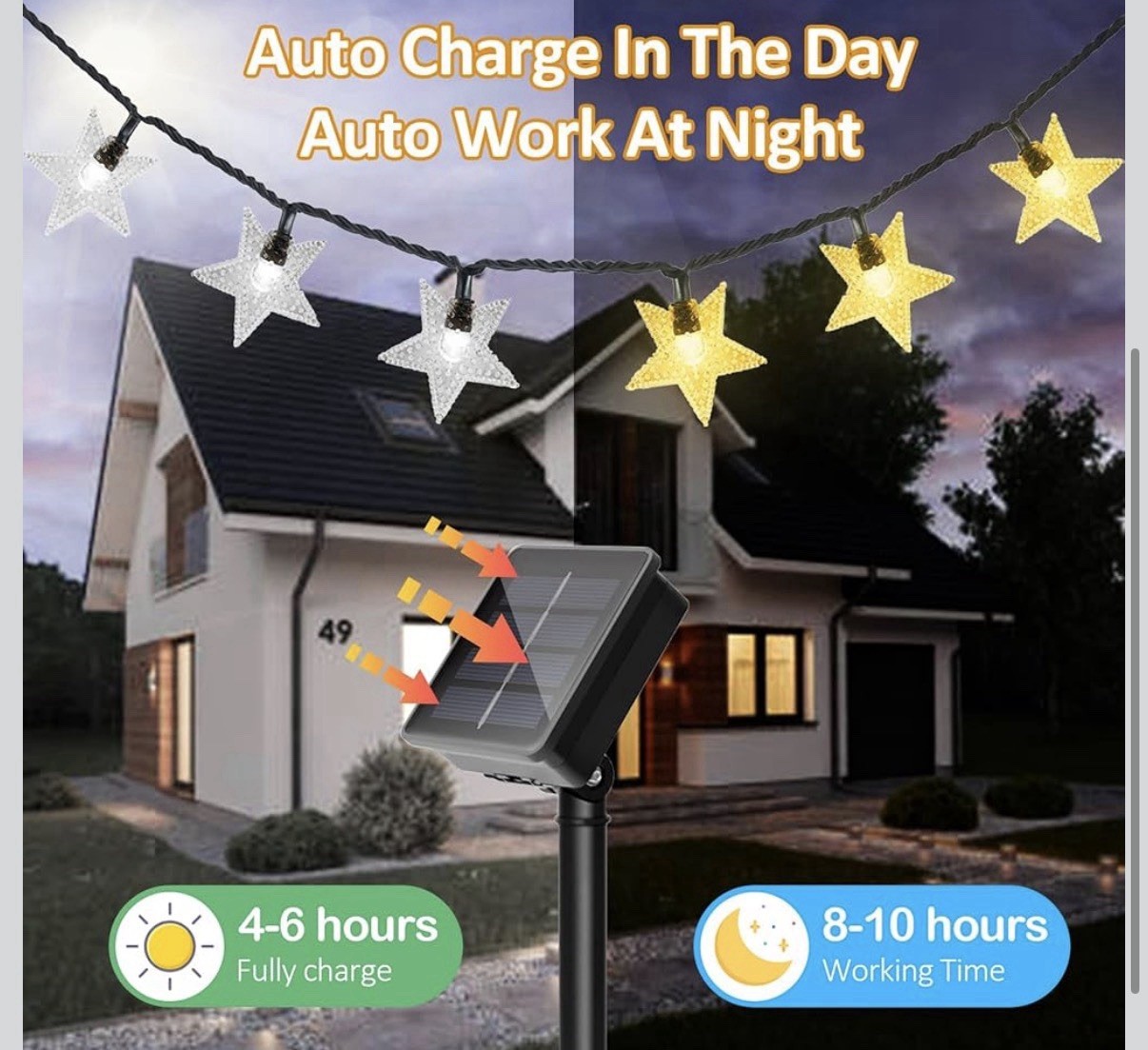 Twinkle Solar Star String Lights Outdoor Waterproof