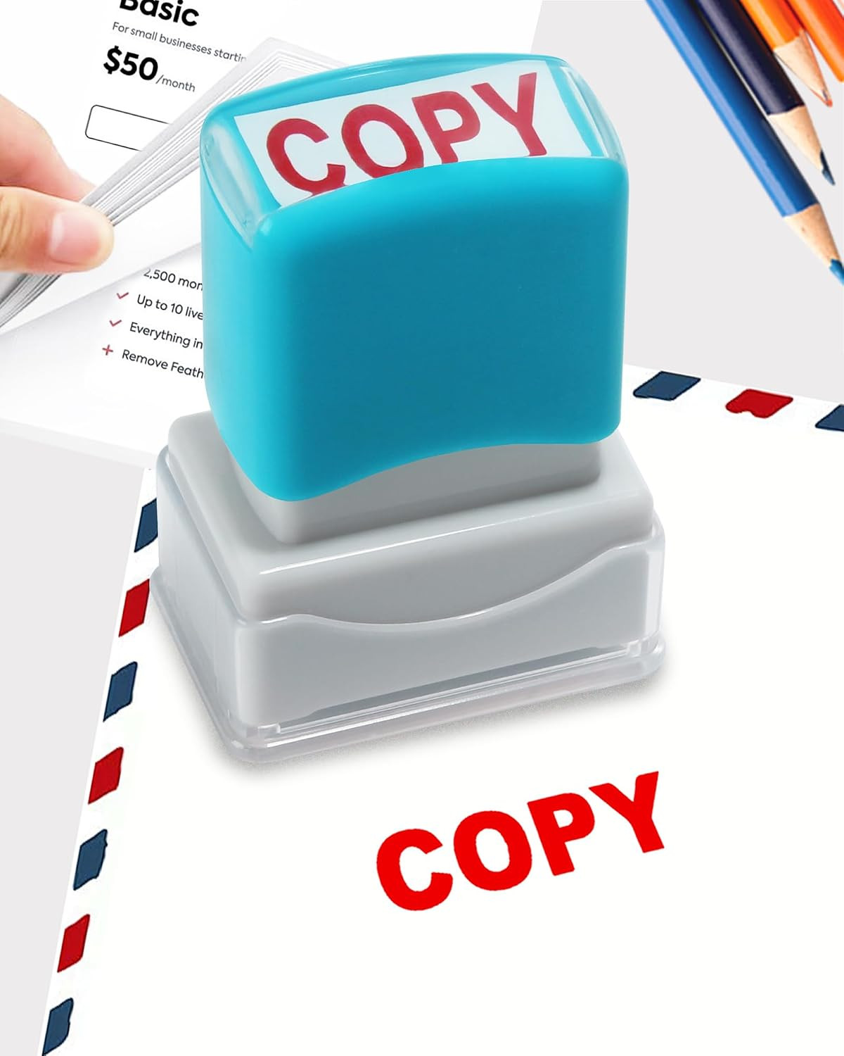 Copy Self Inking Rubber Stamp Refillable Paid Stamper for Business