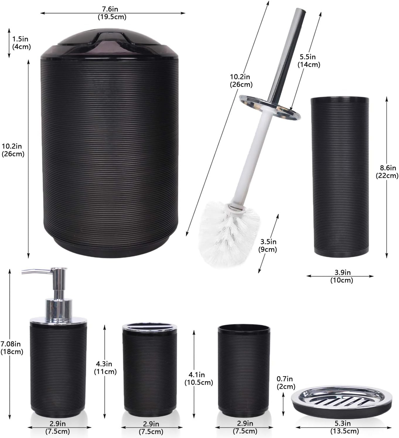 Elegant 6-Piece Black Bathroom Accessories Set for Home Décor and Gifts