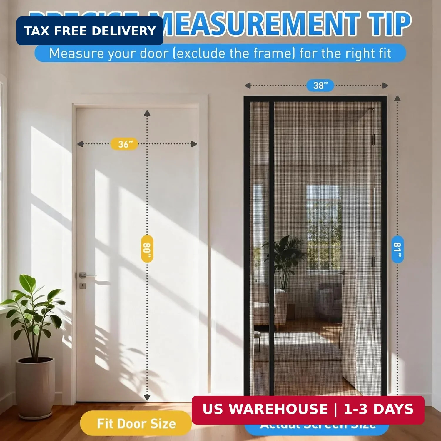 TasticTotes Screen Door Mesh - Reversible Left & Right Opening Door Screen with