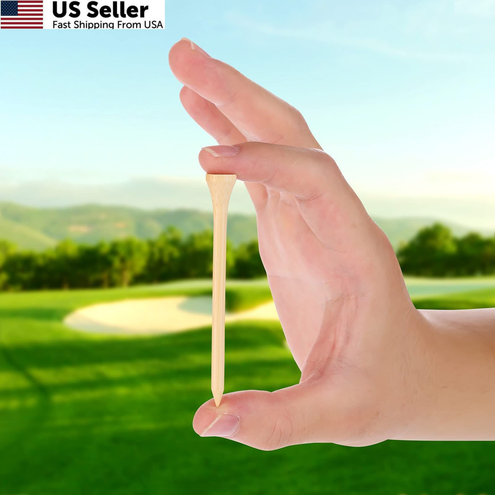 GFGL Golf Tees Durable Bamboo 100Pcs 3-1/4" Friendly Primary
