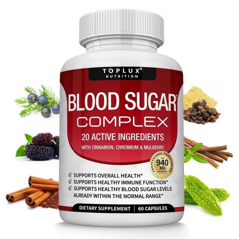 Blood Sugar Complex Support Cinnamon Chromium Mulberry 940mg 60 Capsules
