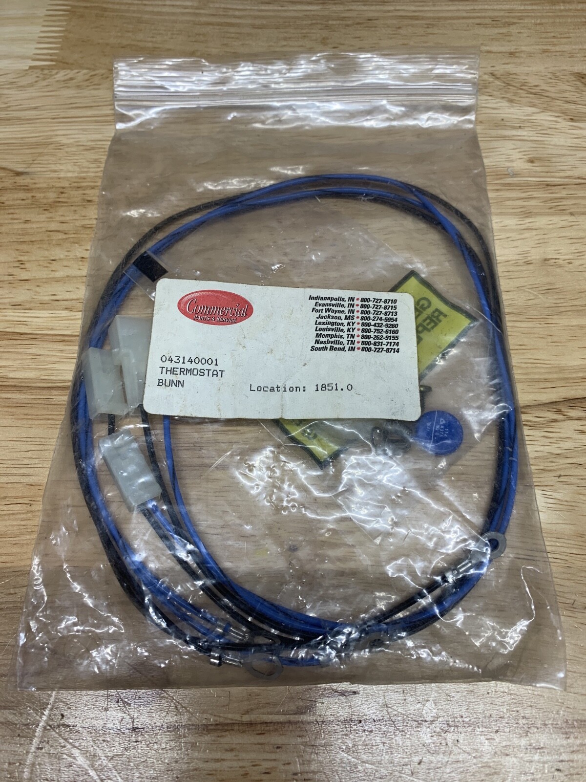14314.0001 Thermostat Bunn Service Parts