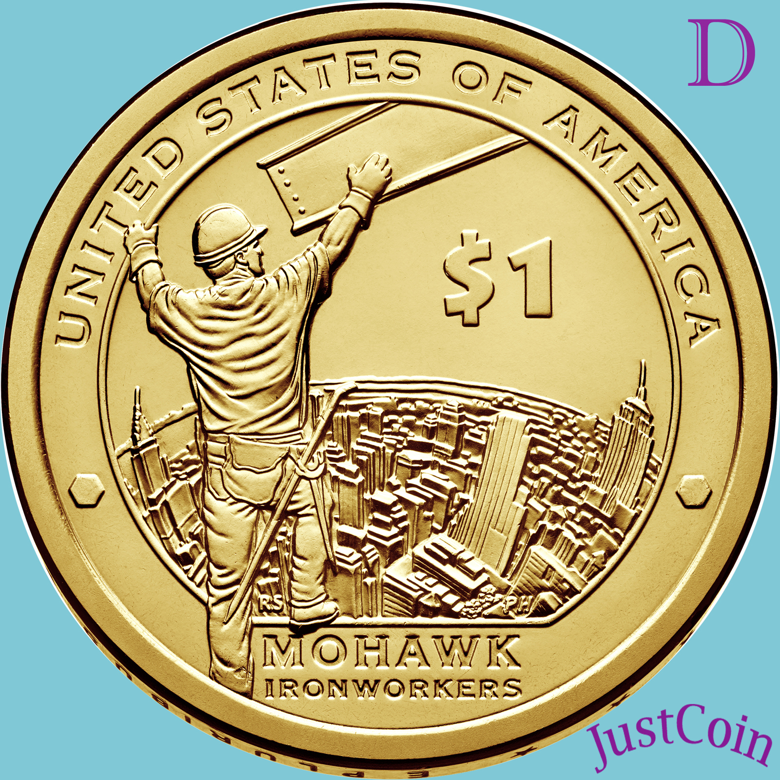 2015-D NATIVE AMERICAN SACAGAWEA DOLLAR FROM MINT UNC ROLLS MOHAWK IRONWORKERS