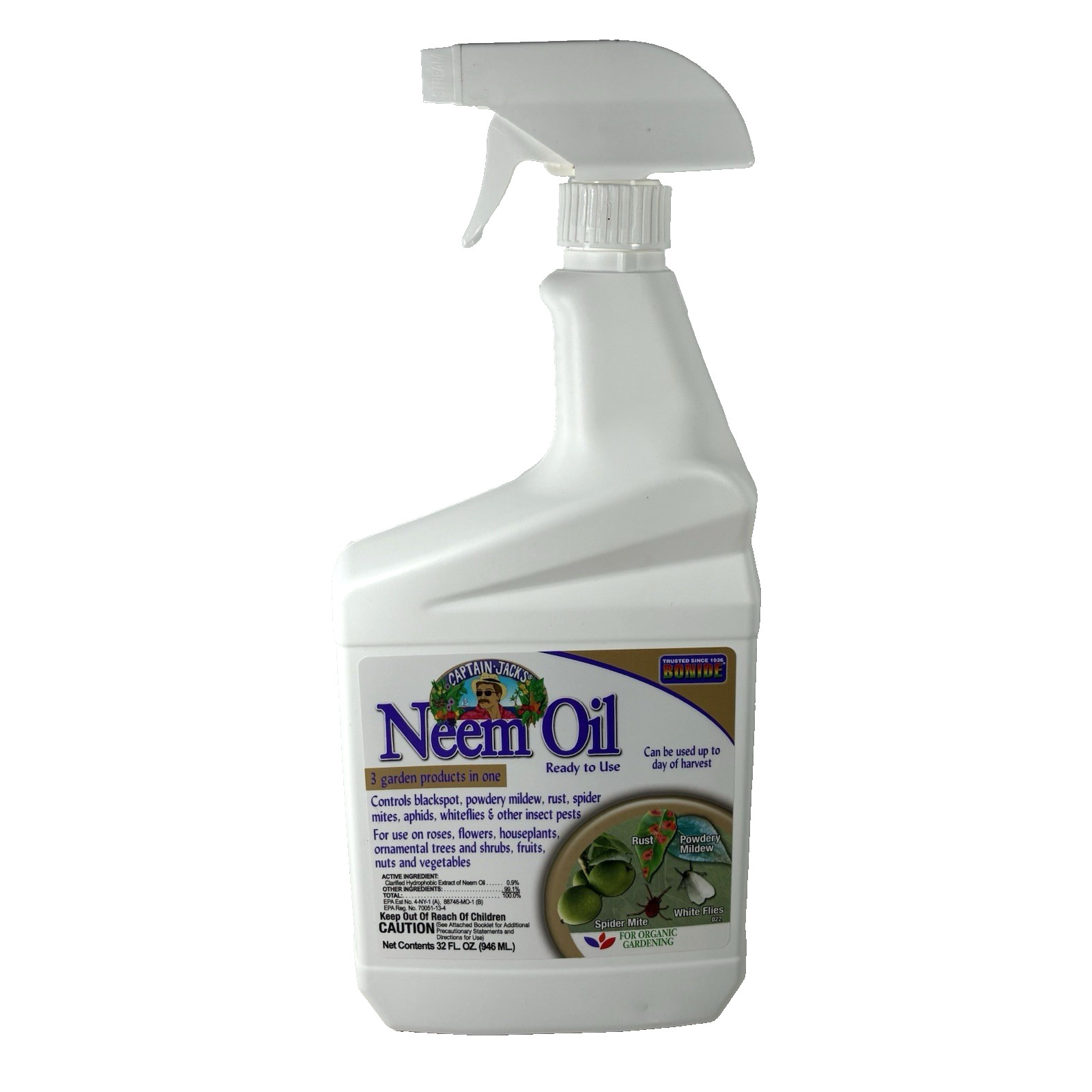 Captain Jack's Neem Oil Spray,Insecticide and Miticide for Organic Gardening32oz