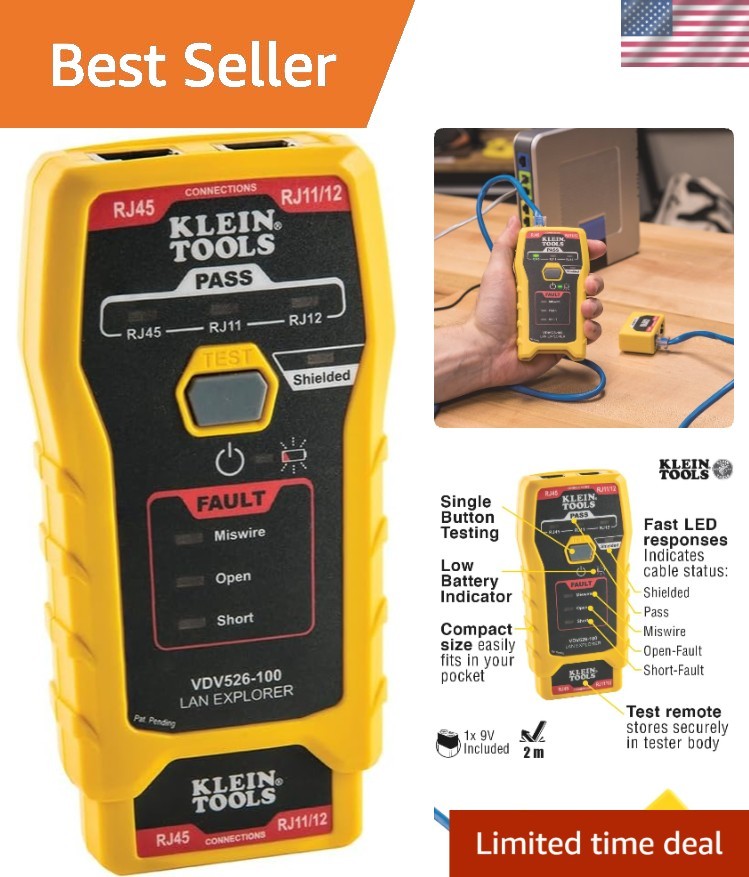 Klein Tools VDV526-100 Network LAN Cable Tester with Remote - Efficient Testing