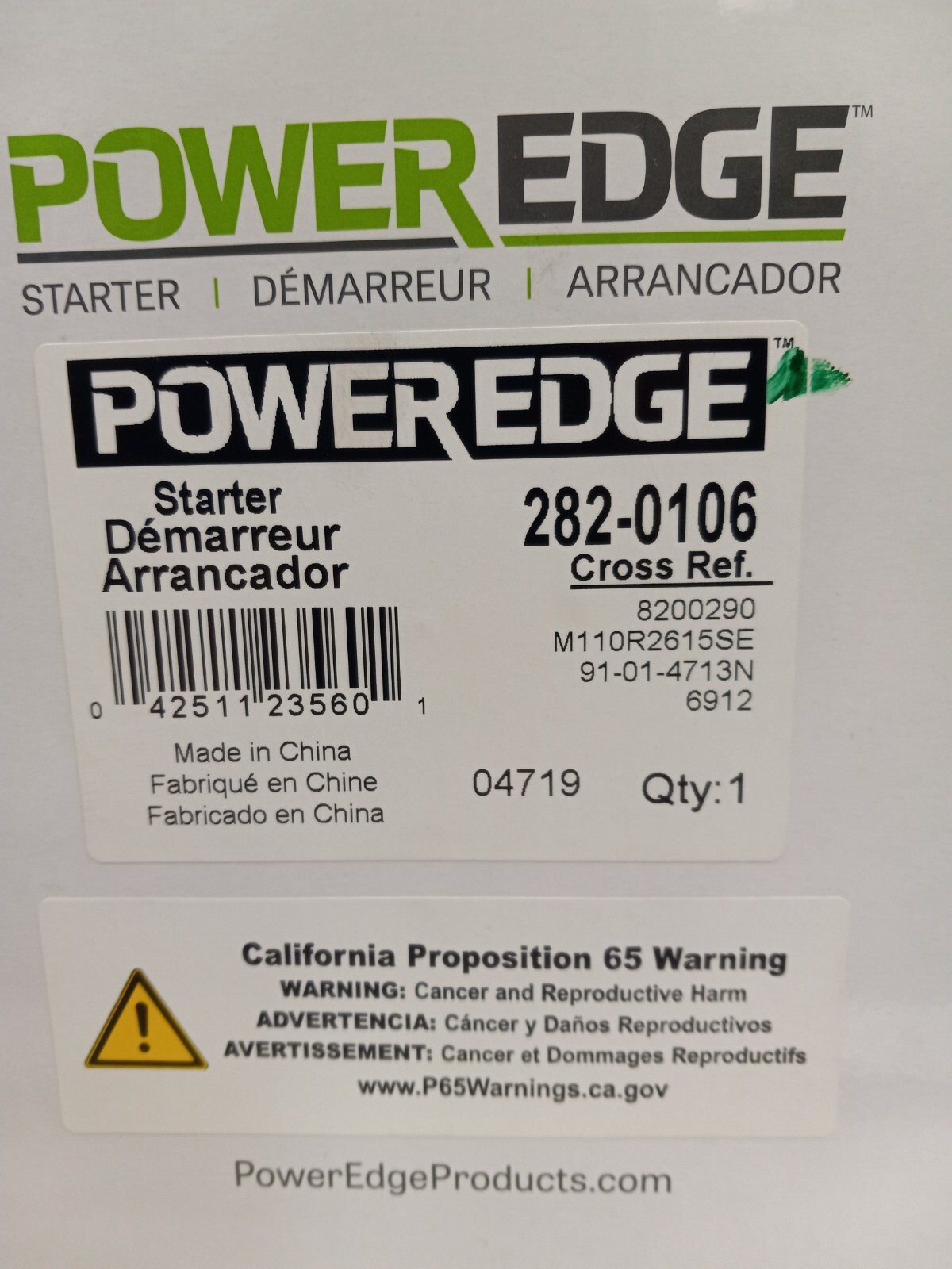 DENSO POWEREDGE 39PE 12V STARTER - 282-0106, 19011529, 8200050, 8200090, 82001