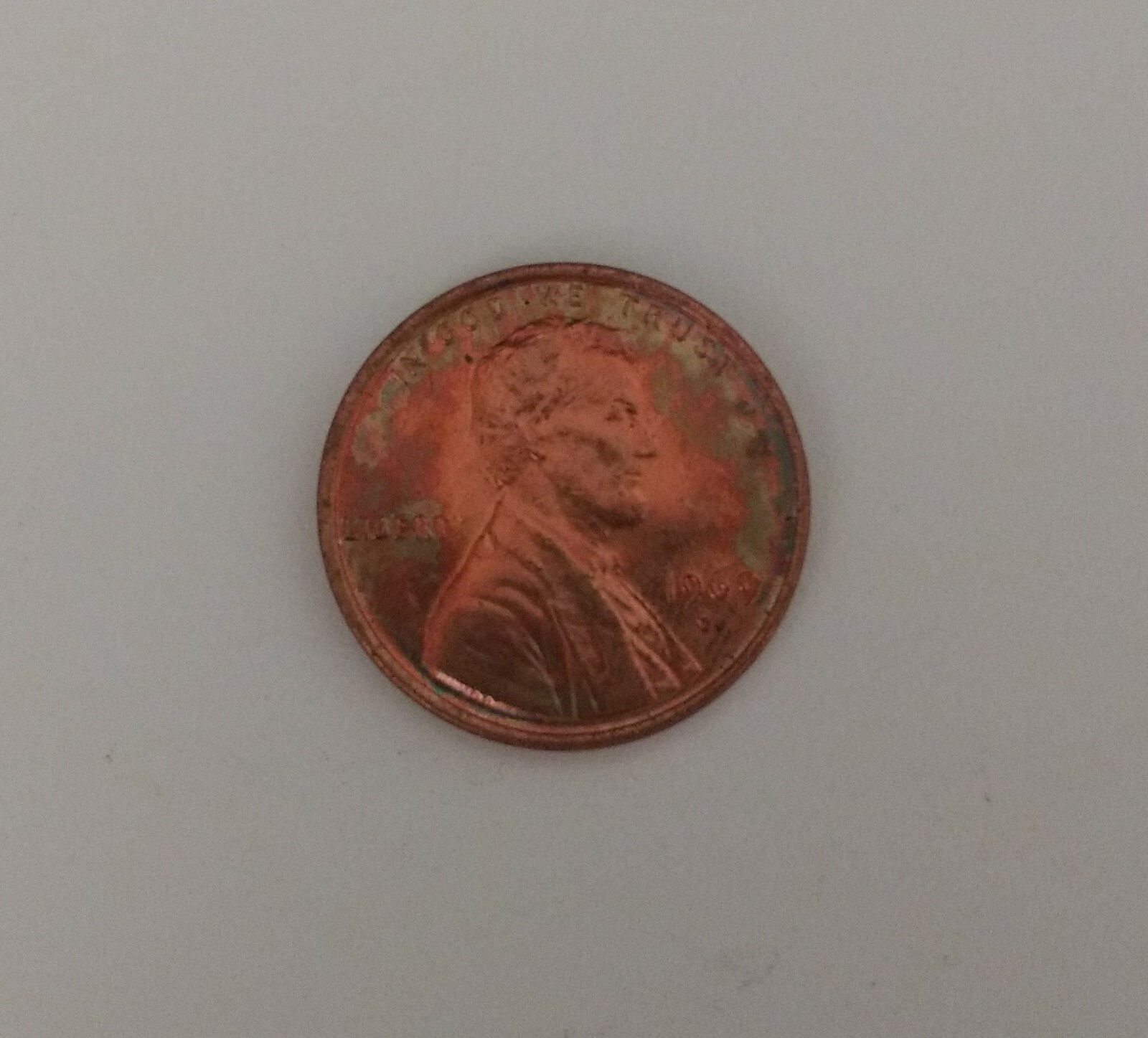 1969-S Lincoln Cent ~ Orange/Blue