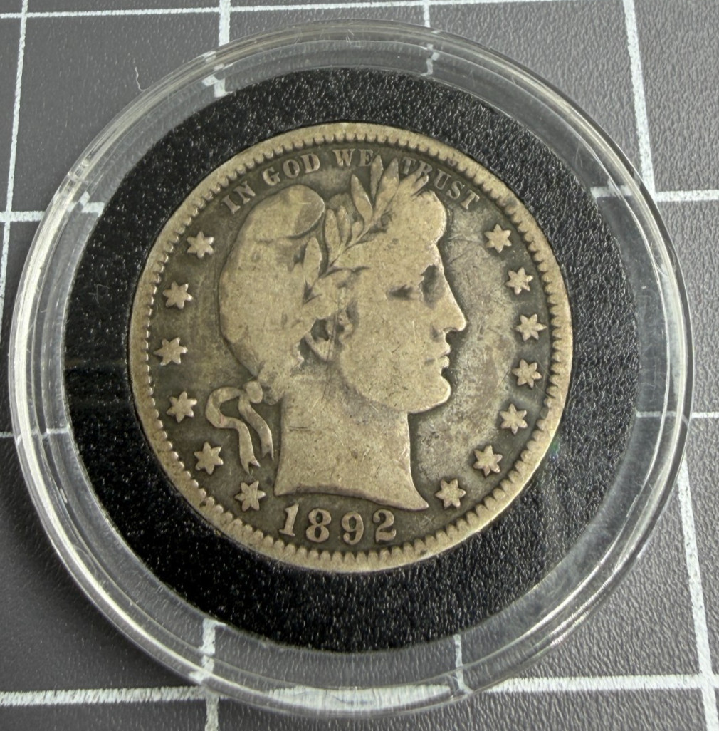 1892-P Barber Quarter 25c - Partial Liberty Showing - Great Looking Coin!