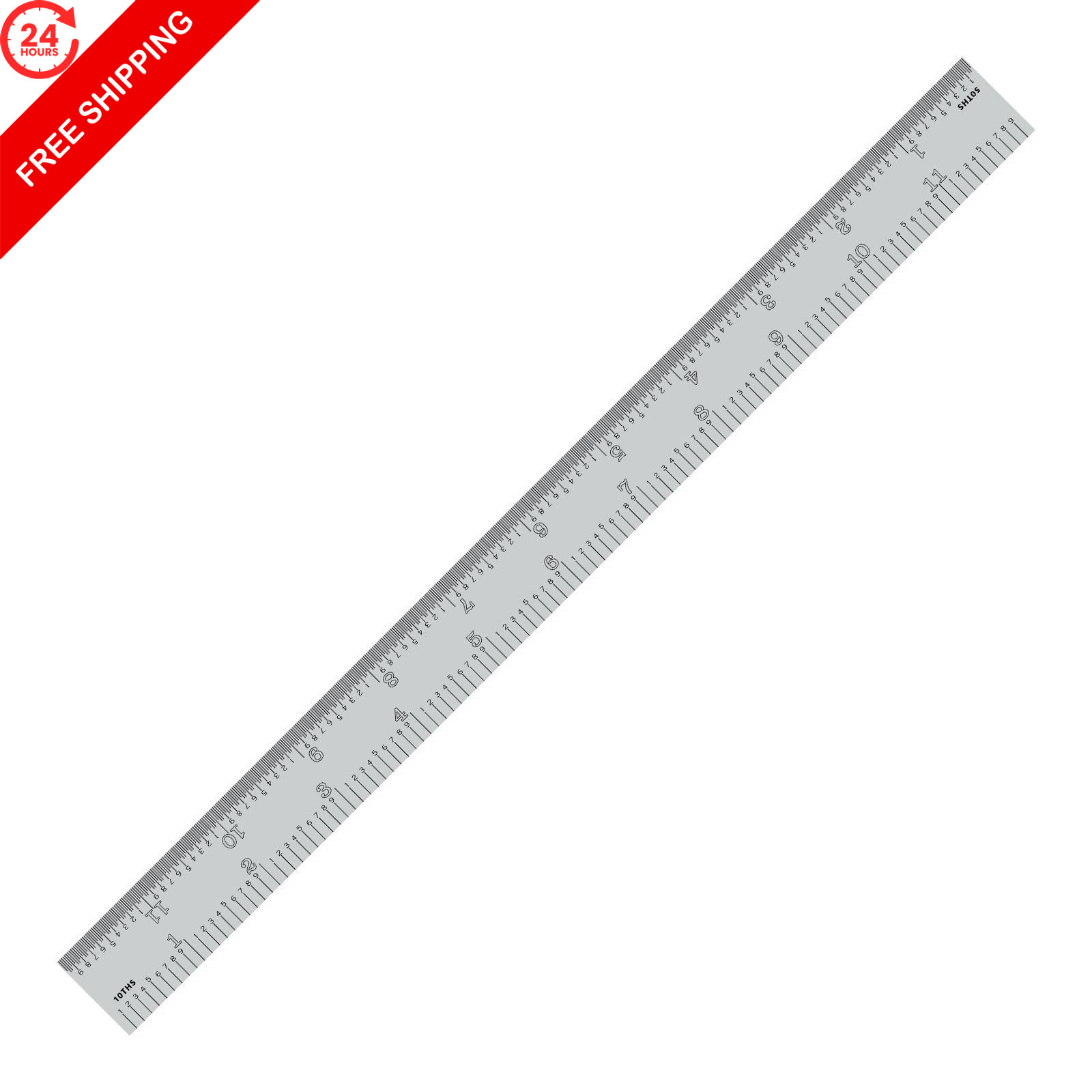 PEC Tools 12"/300mm Rigid Metal Ruler, High-Quality Machinist 12",