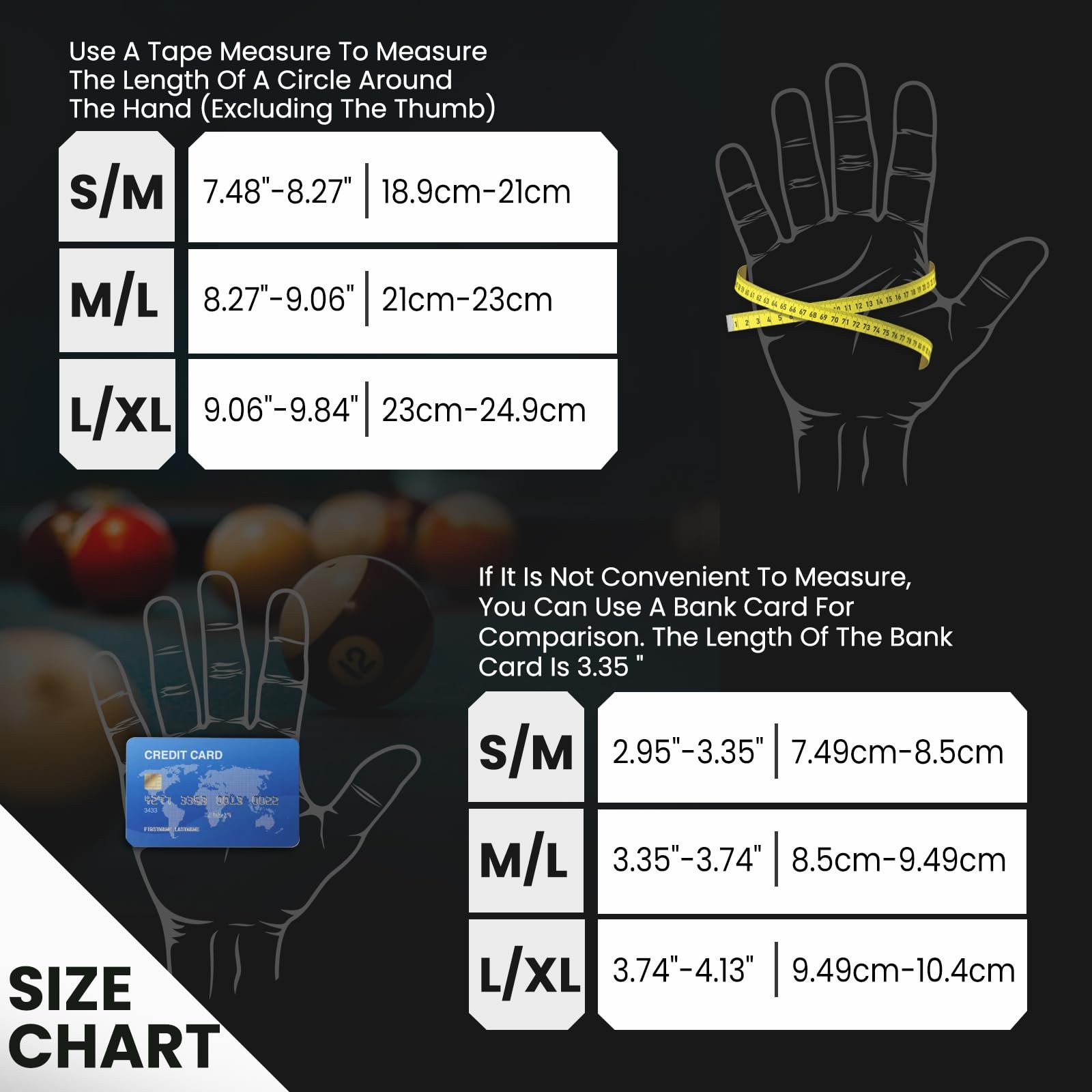 Billiard Pool Gloves for Left Hand 3 Finger, Splicing Process, Snooker Cue Sp...