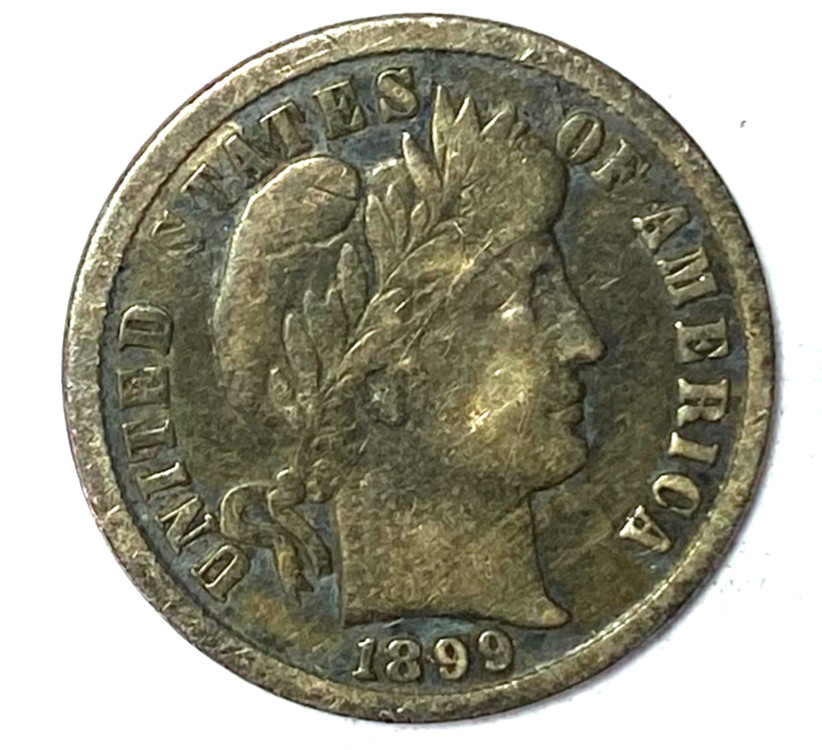 1899 10c Barber Silver Ten Cents Dime US Philadelphia