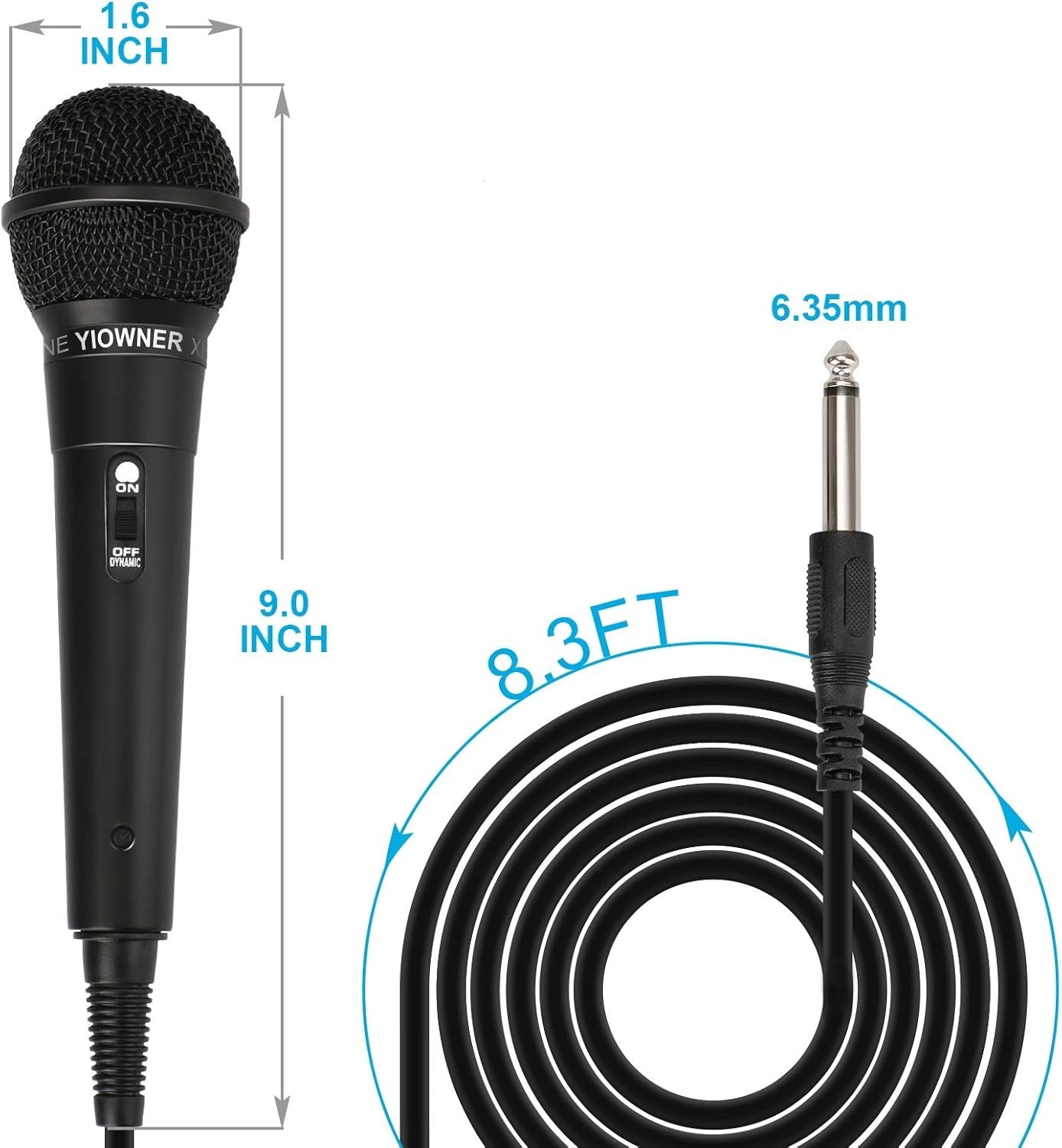 Wired Handheld Karaoke Microphone Dynamic Mic with 2.5m Cable