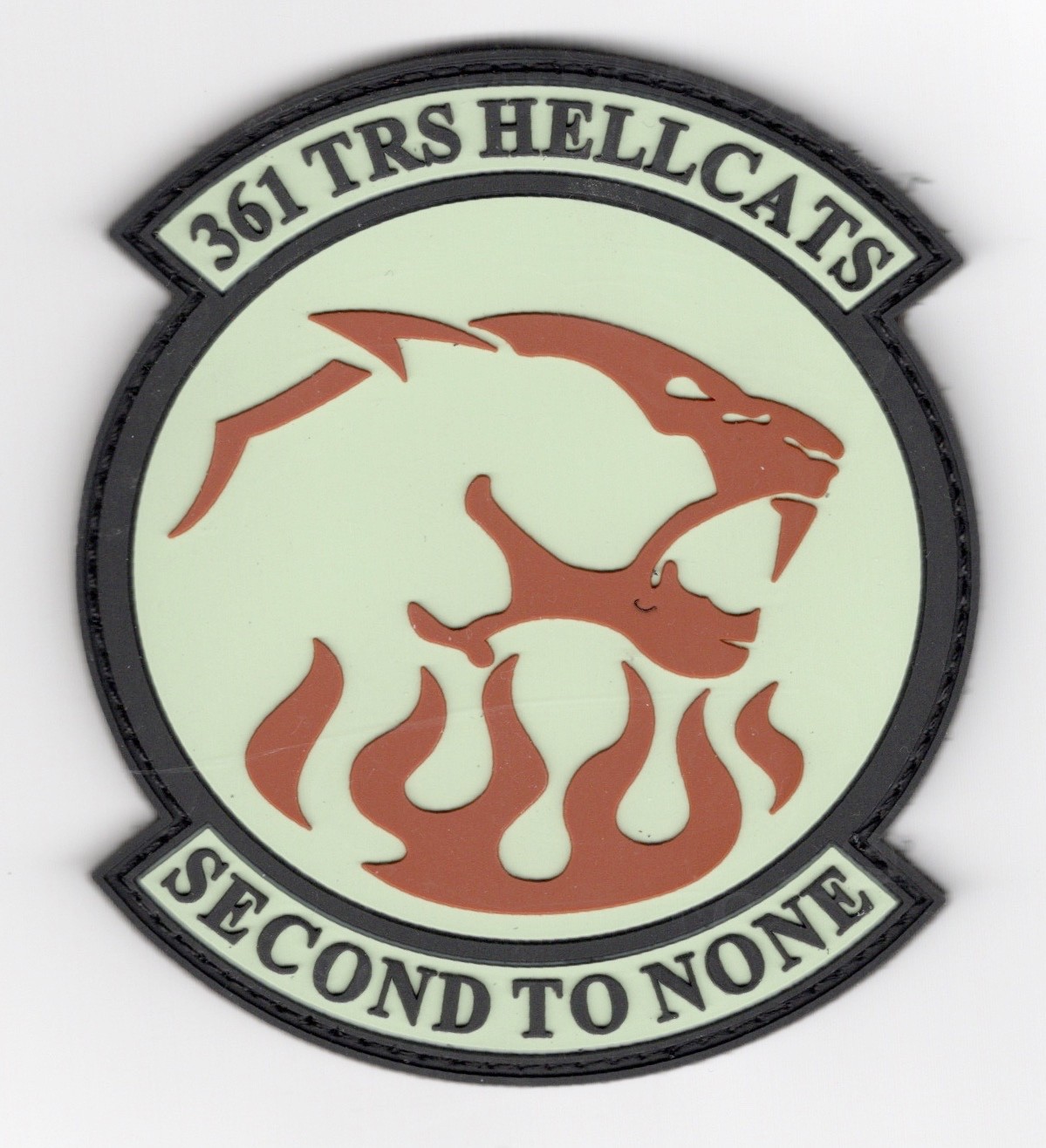 USAF SALE! 361st TRAINING SQ, PVC, 4" X 3.5" X 3.5", Hooked  back. Sheppard AFB