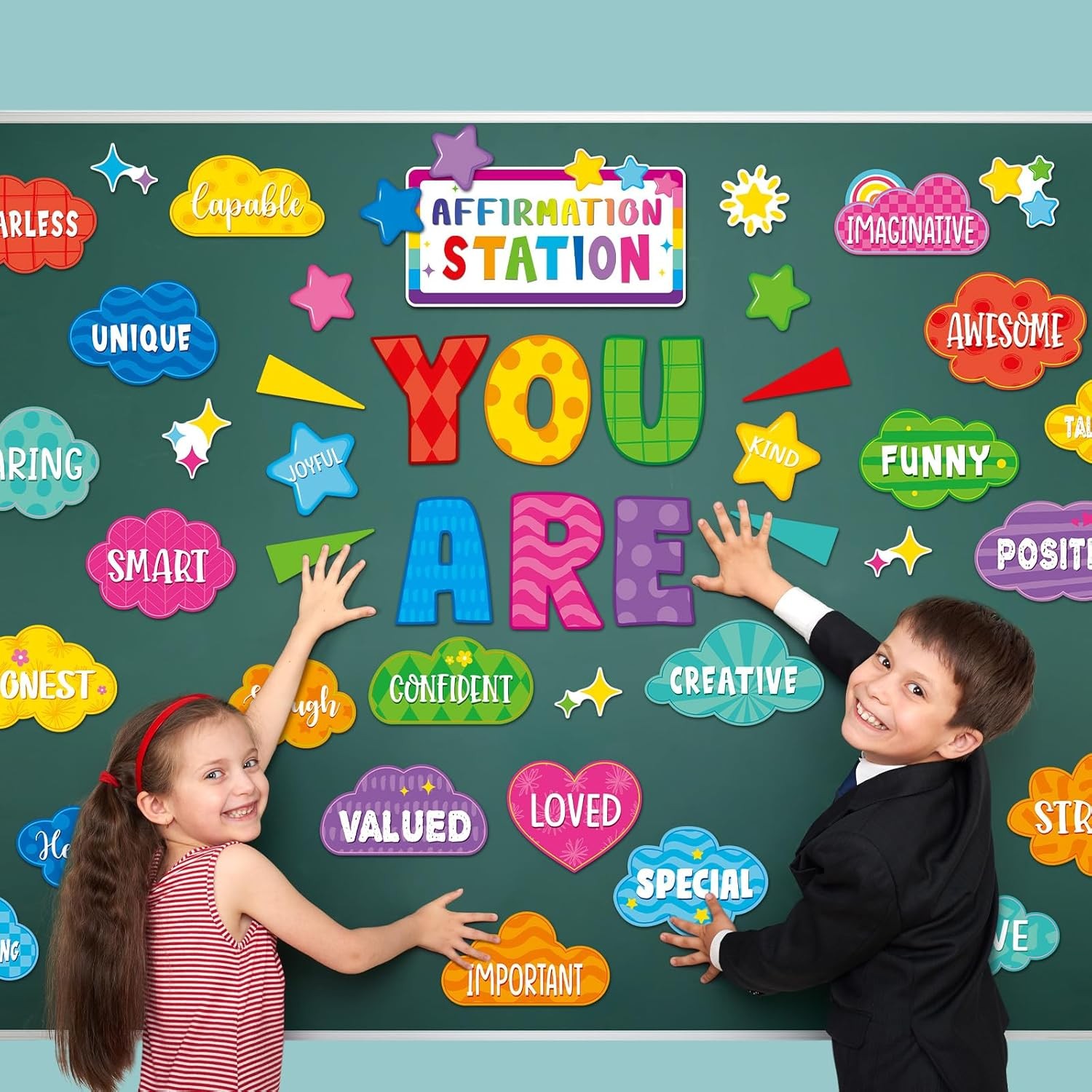 45pcs Bright Affirmation Station Bulletin Board Set Motivational [Multiple]