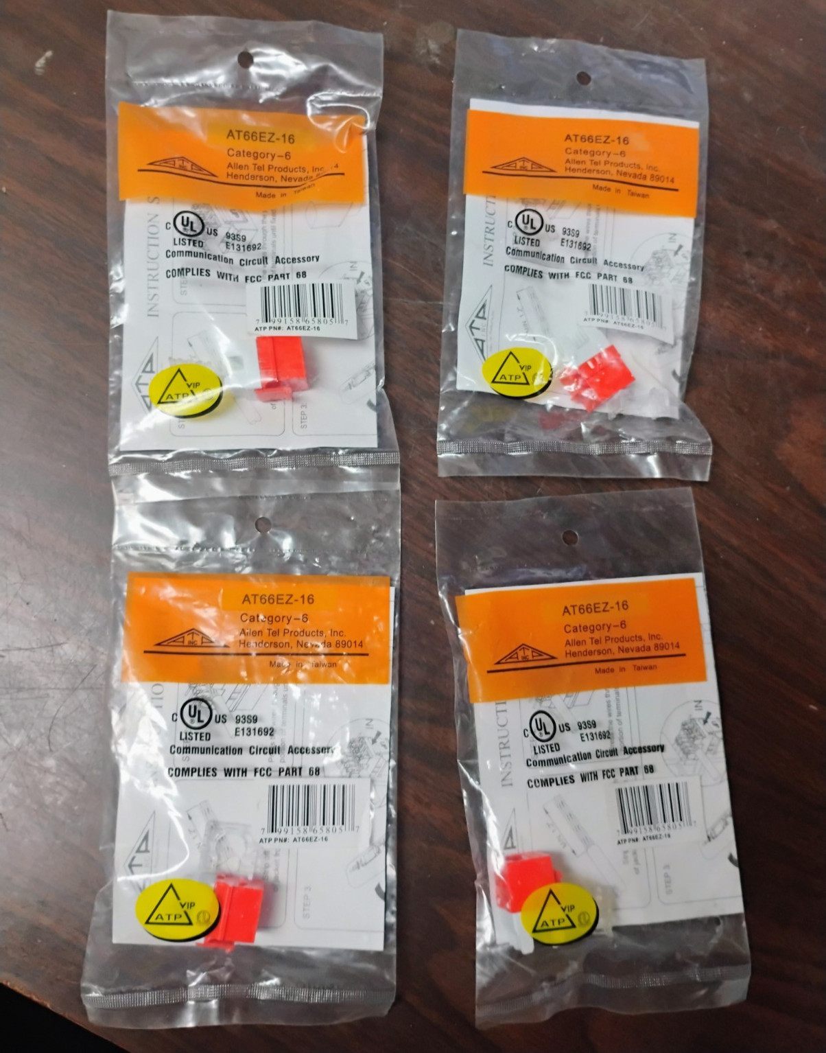 ALLEN TEL AT66EZ-16 CAT 6 E-Z JACK MODULES ORANGE *LOT OF 4* NEW