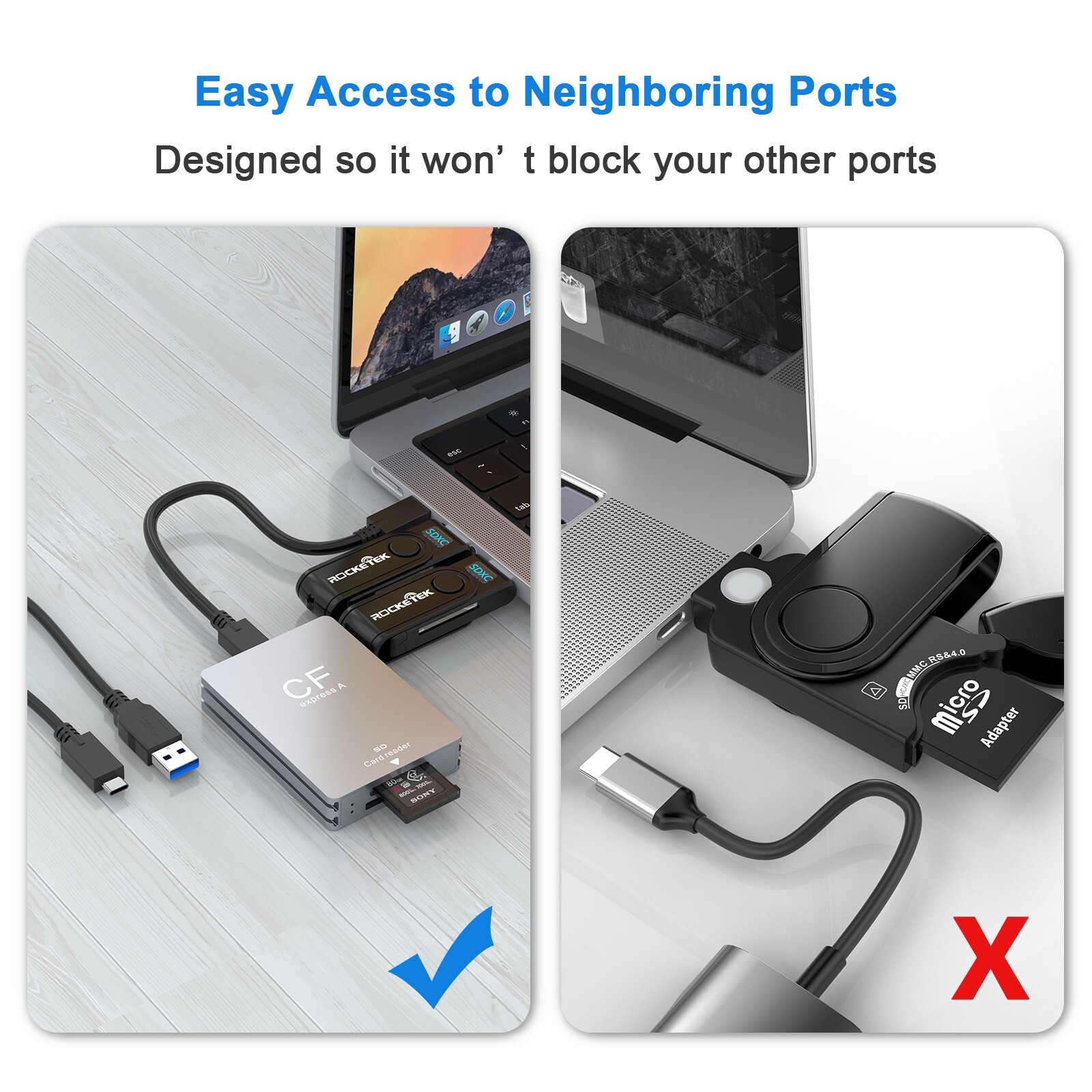 CFexpress Type A&SD 2-1 Card Reader 10Gbps USB 3.2 Gen2 For Sony Cameras/DSLR/PC