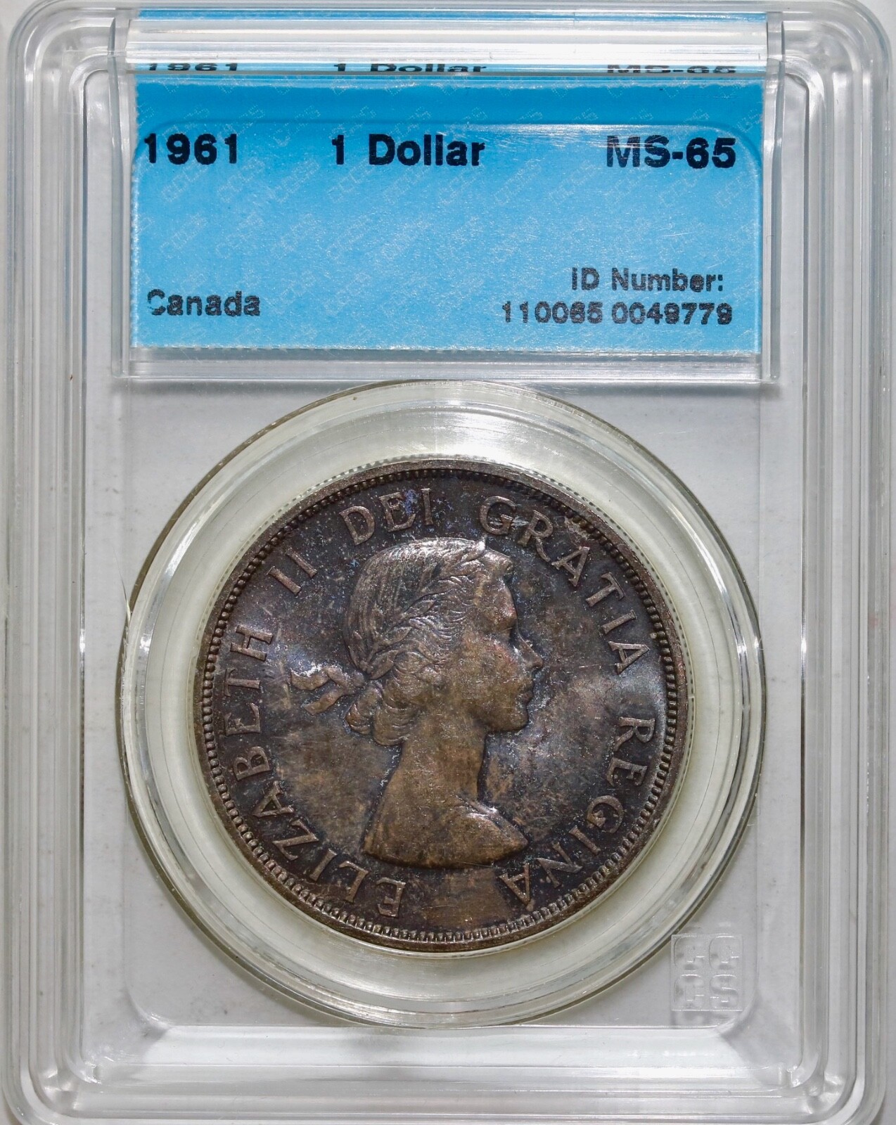 1961 Silver Dollar $1 CCCS MS-65 -  Superb Purple Tones