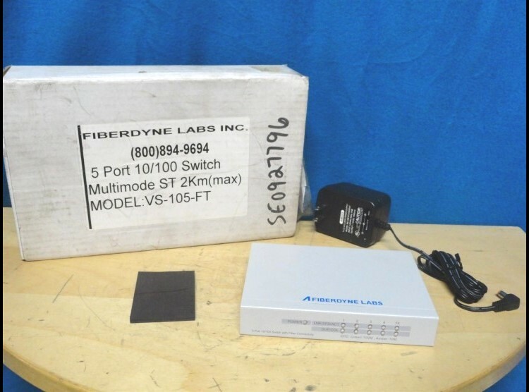 FIBERDYNE LABS - 5-PORT 10/100 SWITCH - MULTIMODE ST 2 Km (MAX) - VS-105FT - NIB