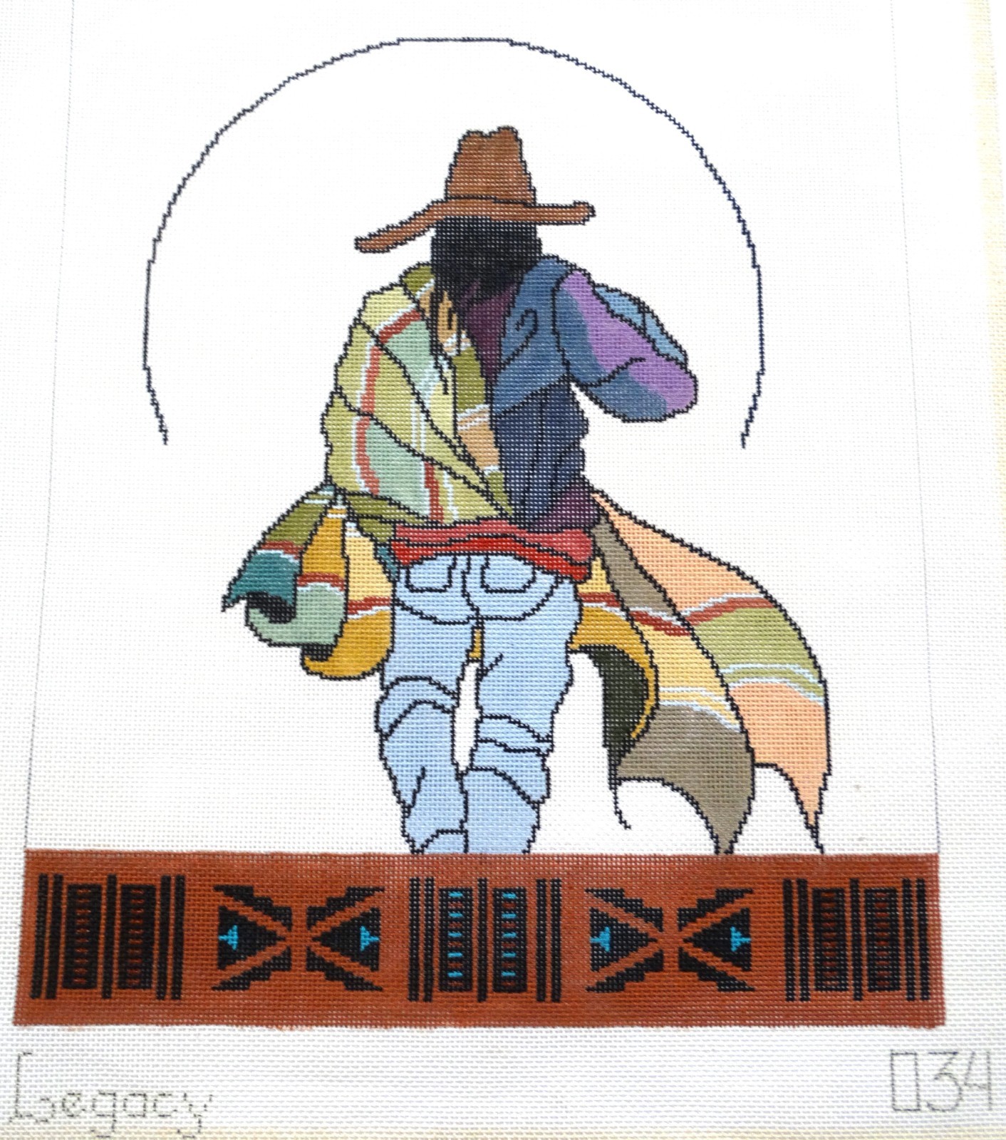 Needlepoint Hand Painted Canvas Legacy Southwestern Native American 14½ x 18¼