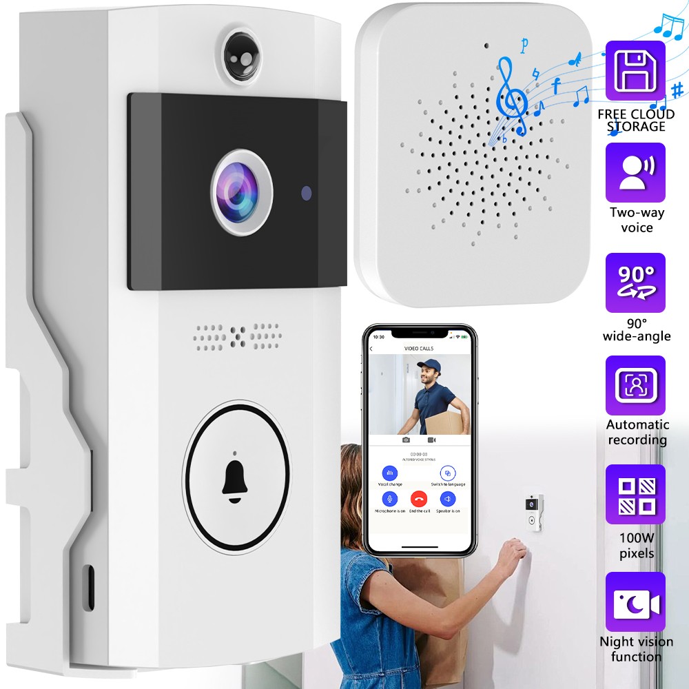 Wireless Video Doorbell Camera WiFi Phone Intercom Smart IR Night Vision Motion