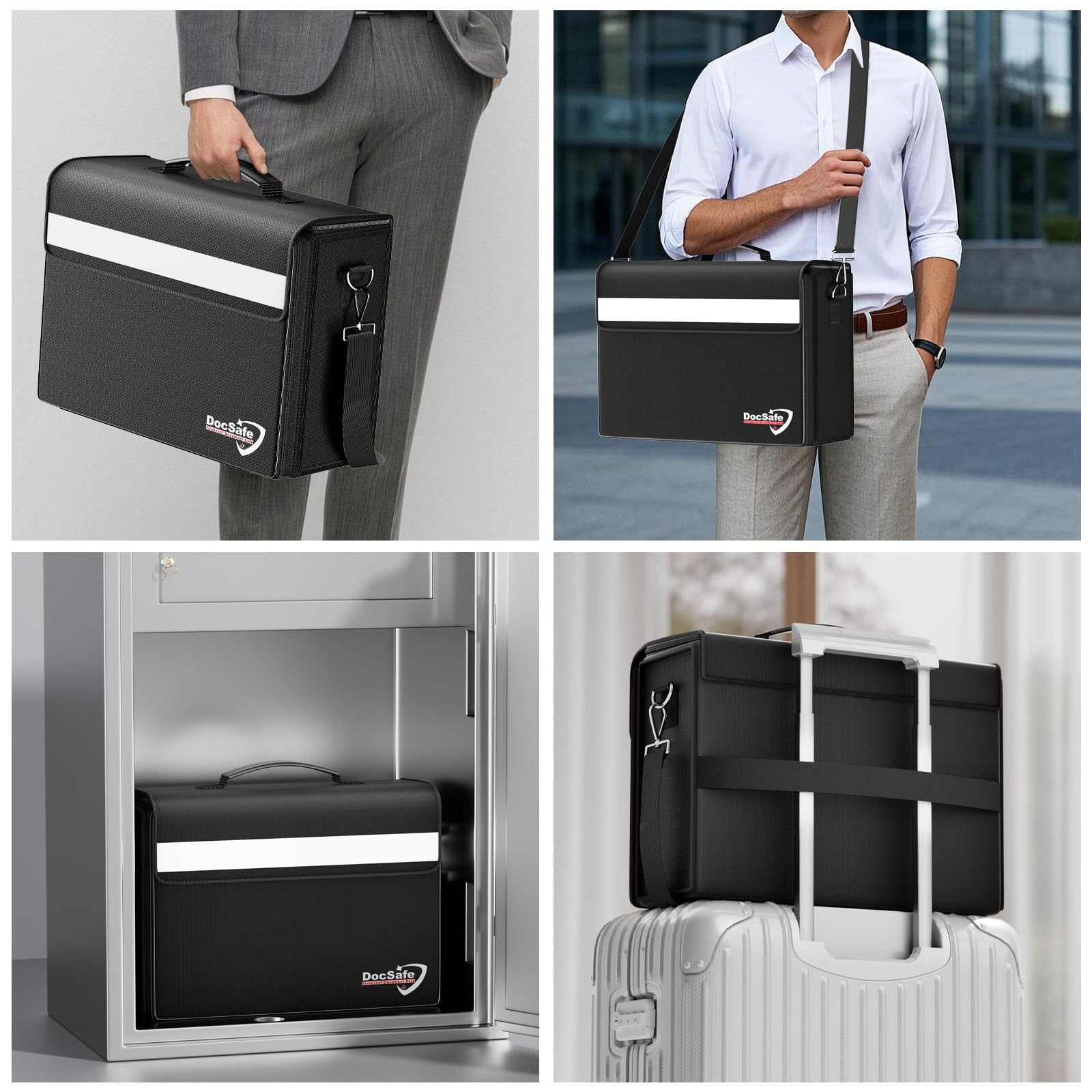 Fireproof Document Bag with Multiple Pockets,5200°F Large (17”x12.5”x7.2”) Fi...