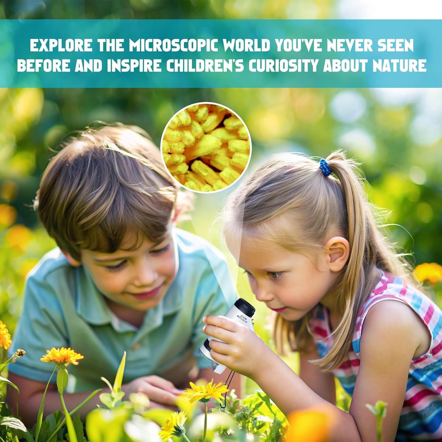 Portable Microscope for Kids Zoom 60x-180x,Handheld Mini Microscope STEM & Sc...