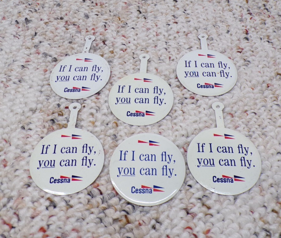 Six Old Introductory Flight Lesson In A Cessna 150 Airplane For $5.00 Lapel Pins