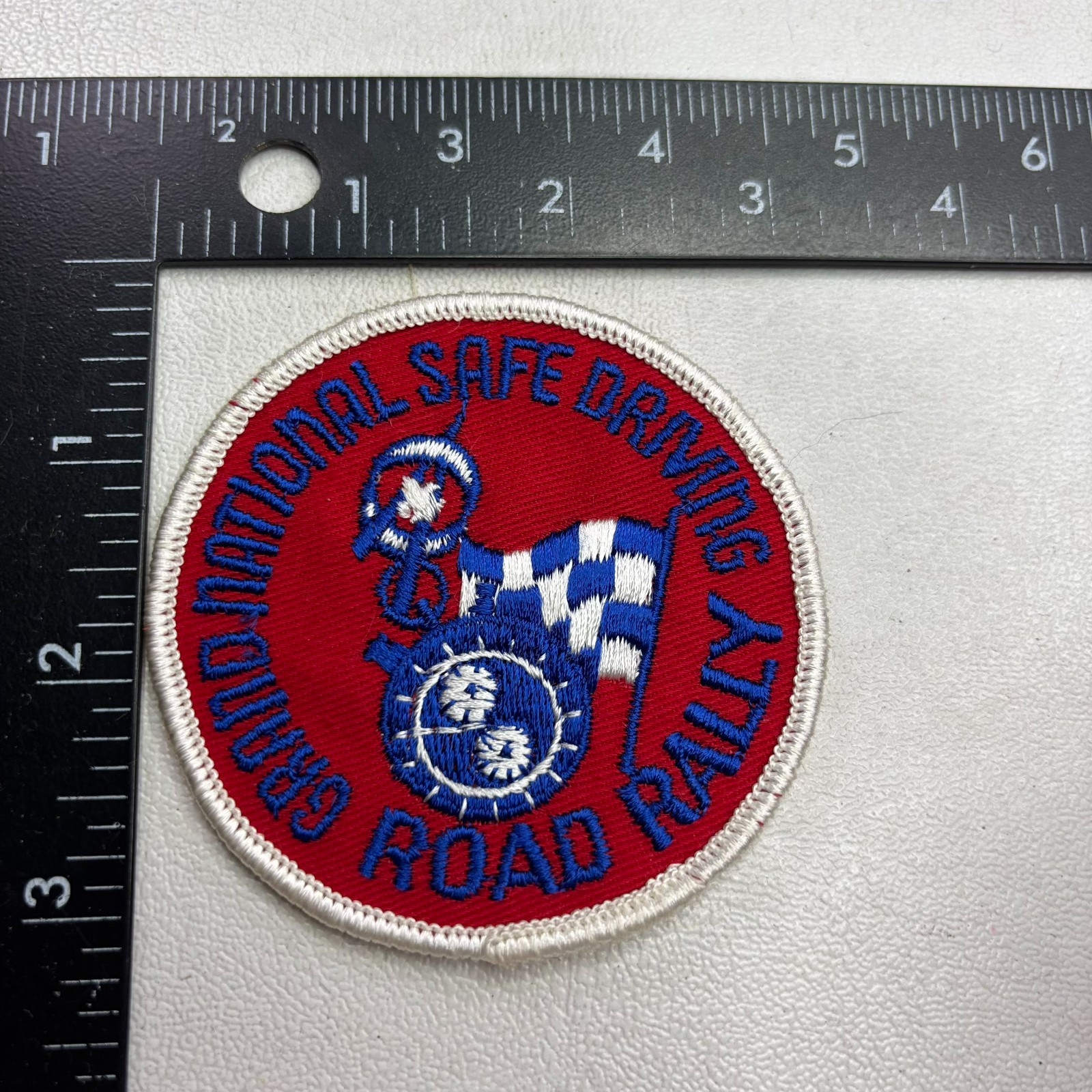 Vtg GRAND NATIONAL SAFE DRIVING ROAD RALLY Car Racing Motorsports Patch 58ST