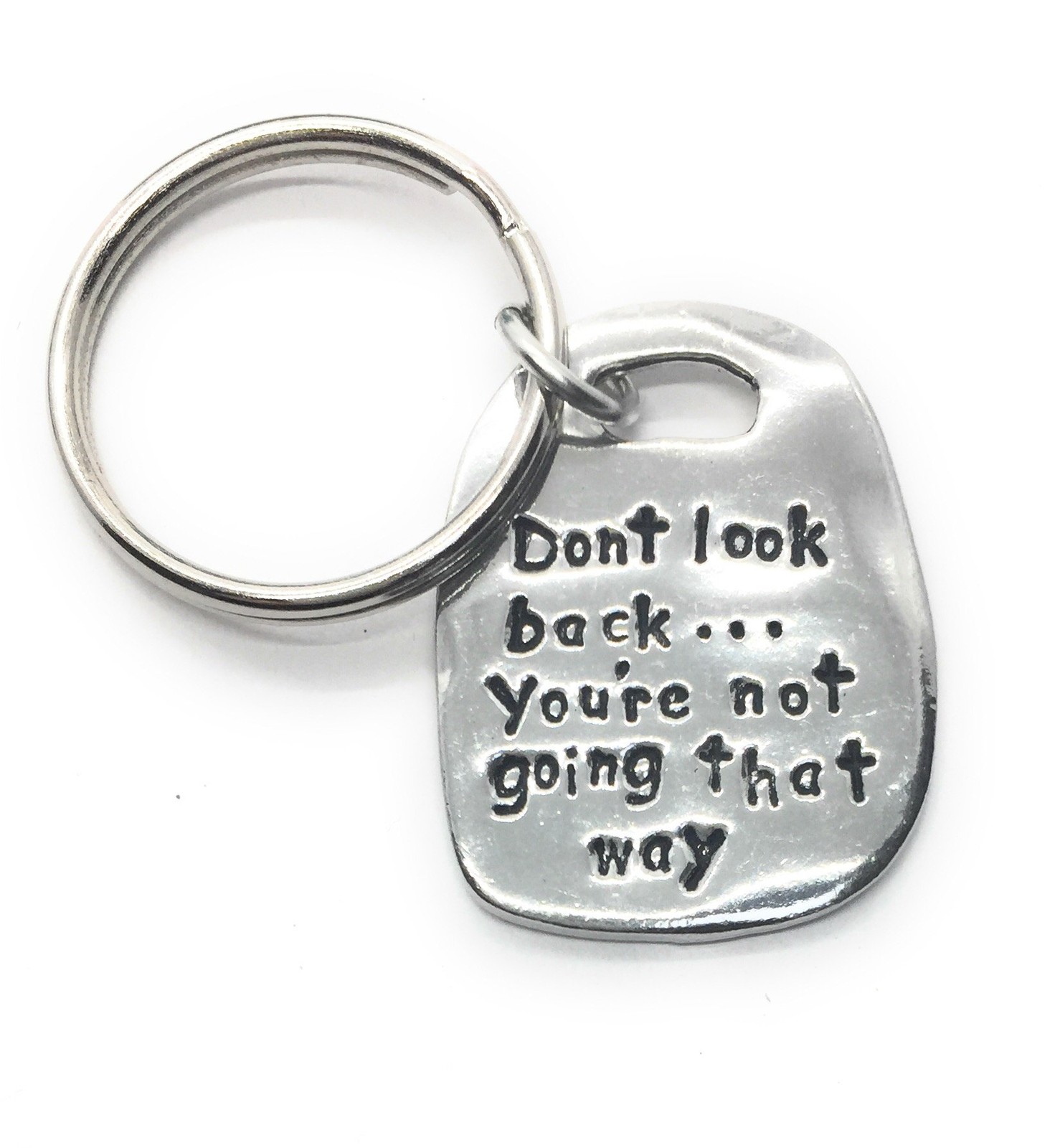 Don't Look Back..You're Not Going That Way Pewter Key Ring in Gift Box