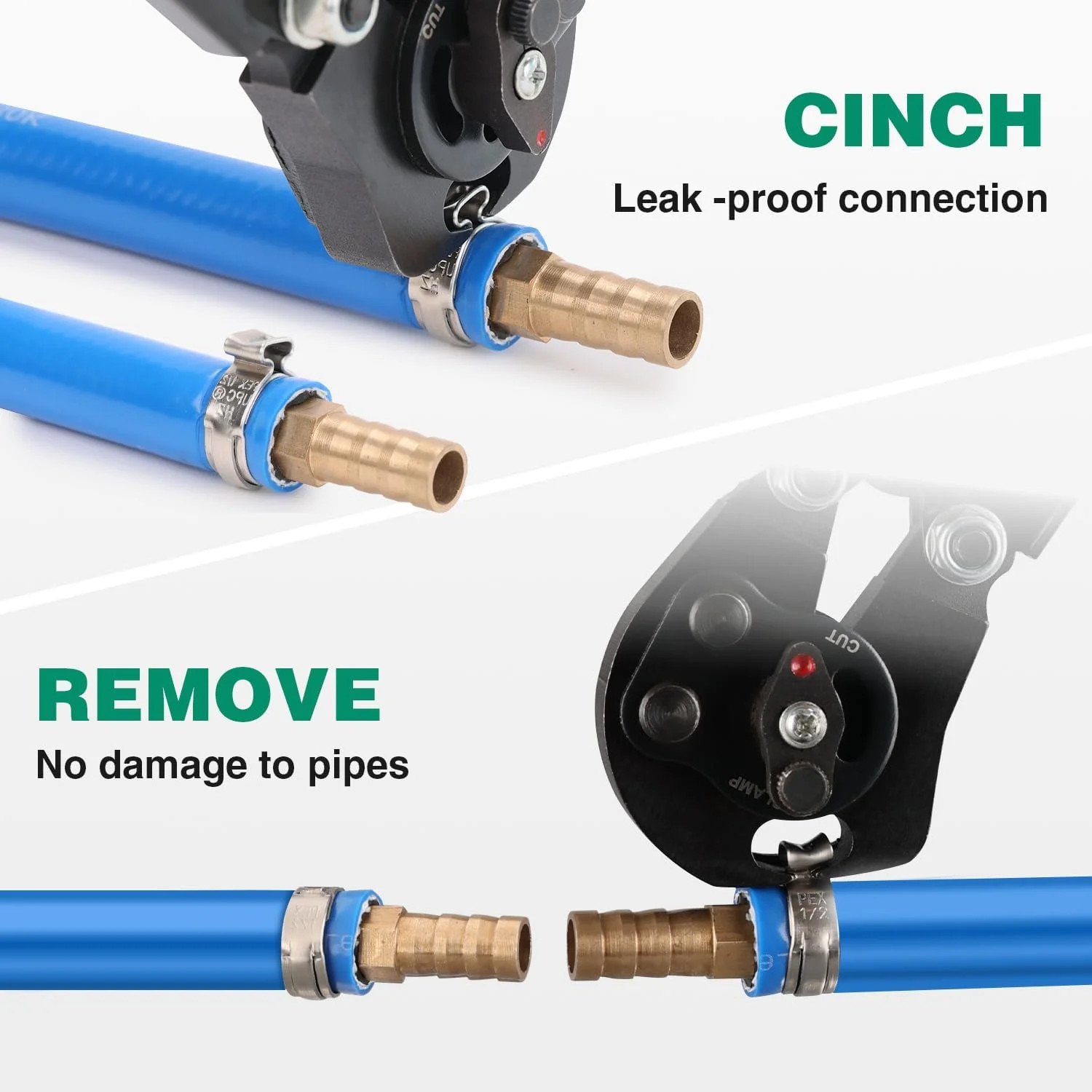 2 IN 1 Ratchet Pex Crimping Tool Cinch and Remove Combo Function Pex Pipe Crimp